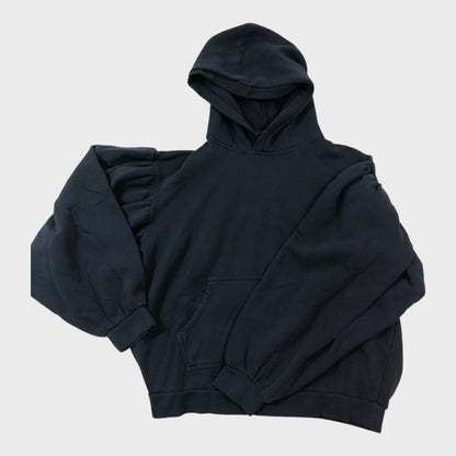 Branded Navy Cropped Balloon Arm Hoodie