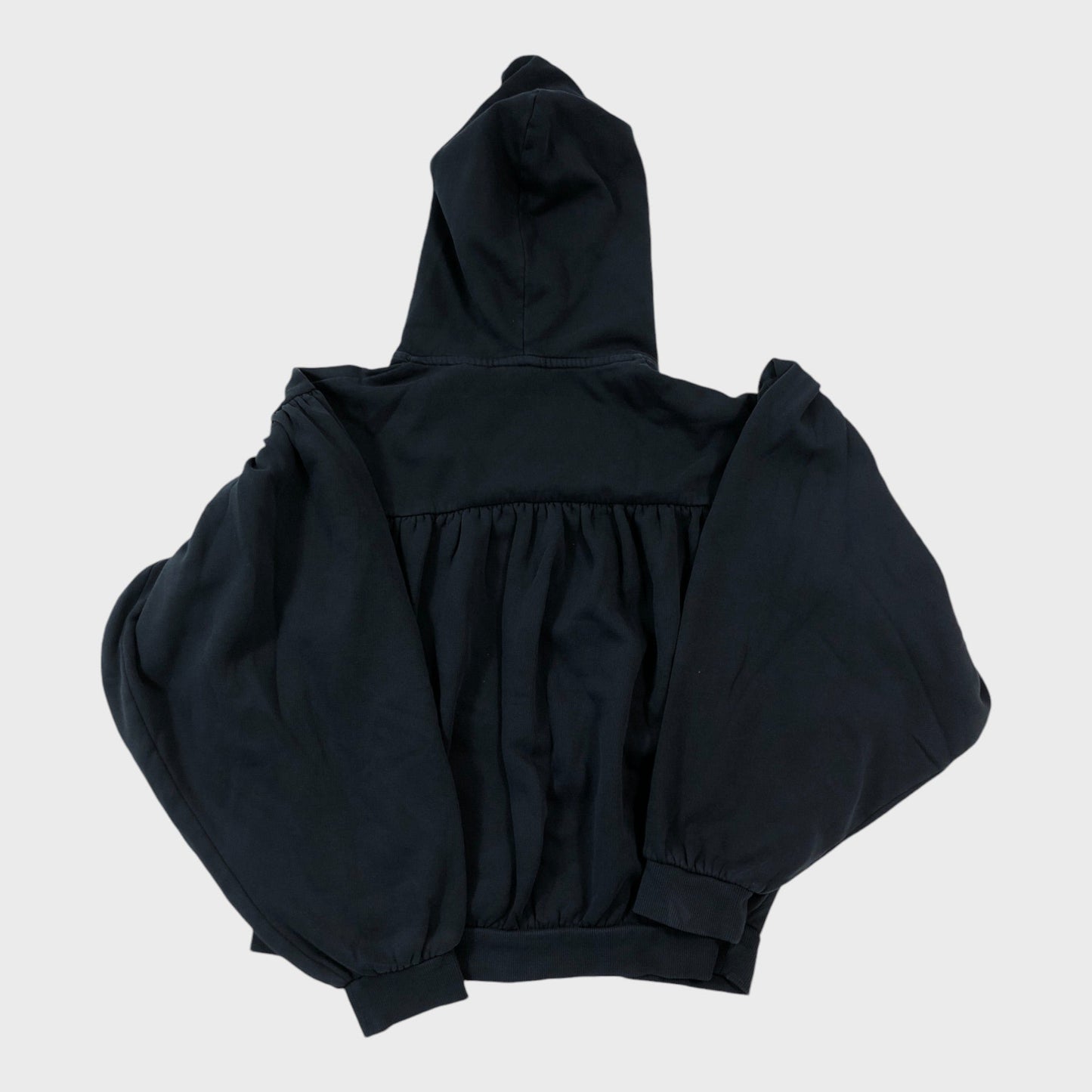 Branded Navy Cropped Balloon Arm Hoodie