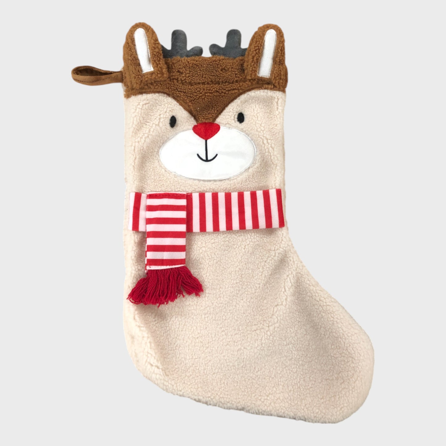 Fleece Reindeer Christmas Stocking