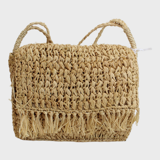 Fringed Raffia Shoulder Bag