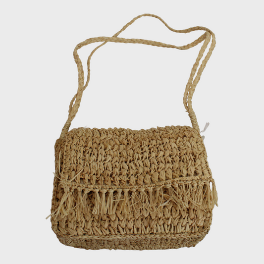 Fringed Raffia Shoulder Bag