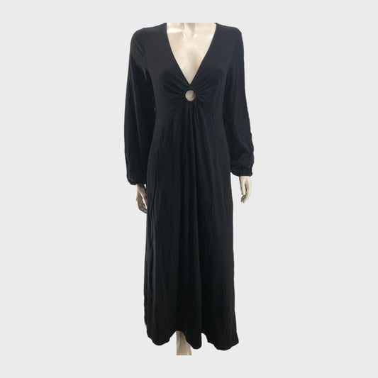 Black Keyhole Jersey Maxi Dress