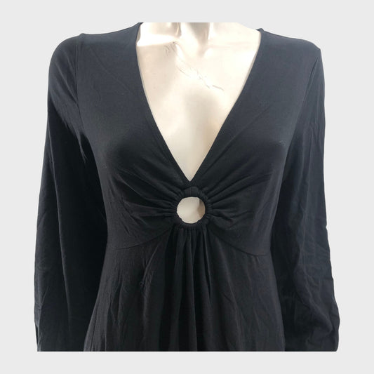 Black Keyhole Jersey Maxi Dress