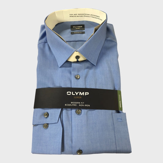 Olymp Luxor Blue Cotton Shirt