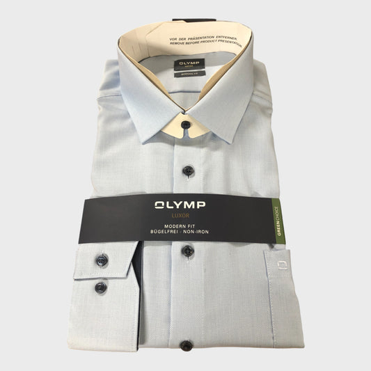 Olymp Luxor Pale Blue Cotton Shirt