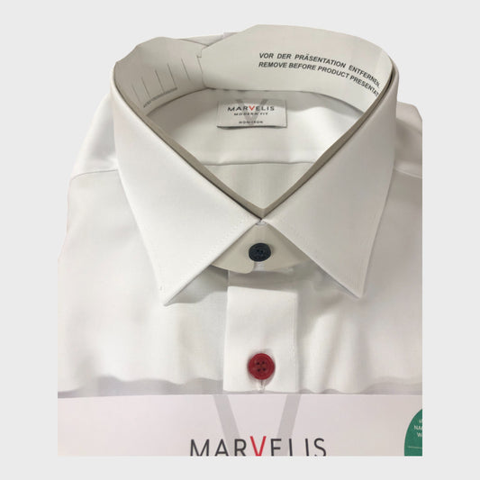 Marvelis Modern Fit Long Sleeved White Shirt - 3XL