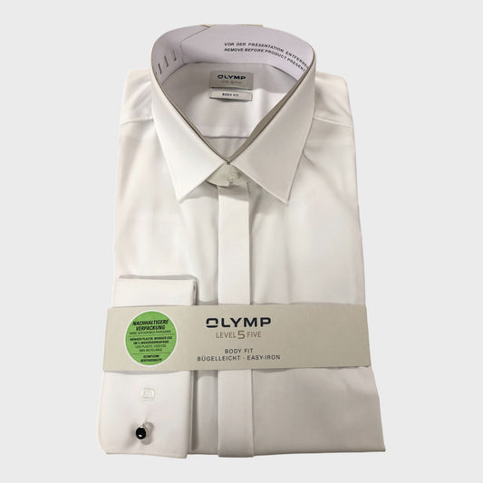 Olymp Level Five Body Fit White Shirt - Size XL