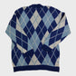 Oversized Blue Check Cardigan