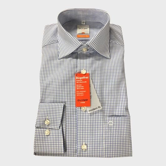 Olymp Luxor Modern Fit Blue Checked Shirt