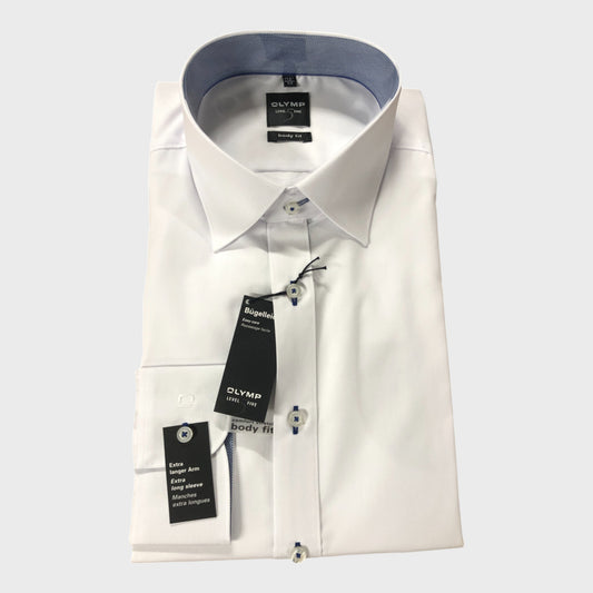 Olymp Level Five Body Fit Shirt with Blue Buttonholes