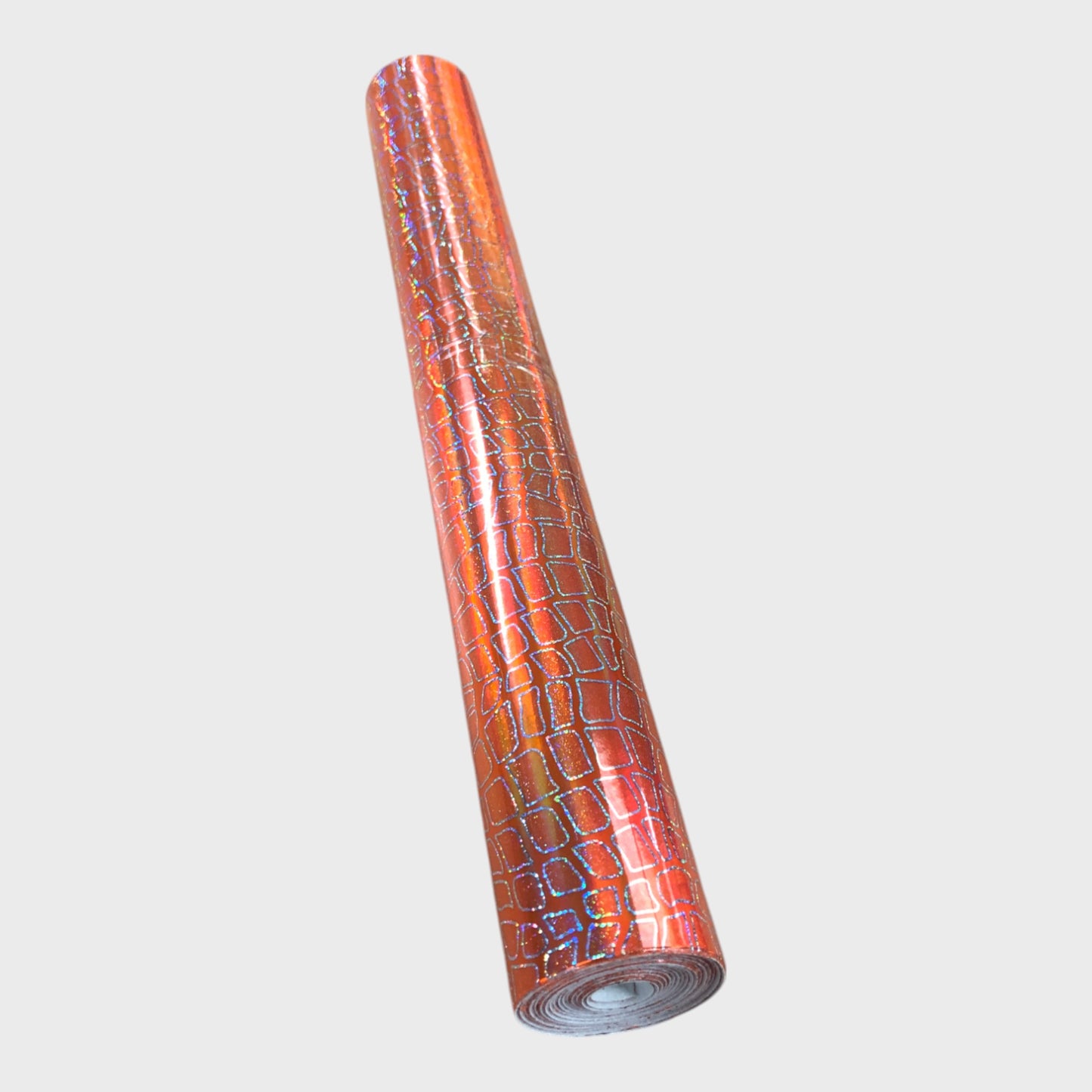Embossed PU Faux Leather Crafting Roll - Holographic Orange Stone - Pack of Two
