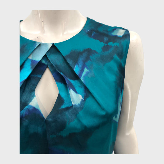 Teal Branded Butterfly Print Midi Dress