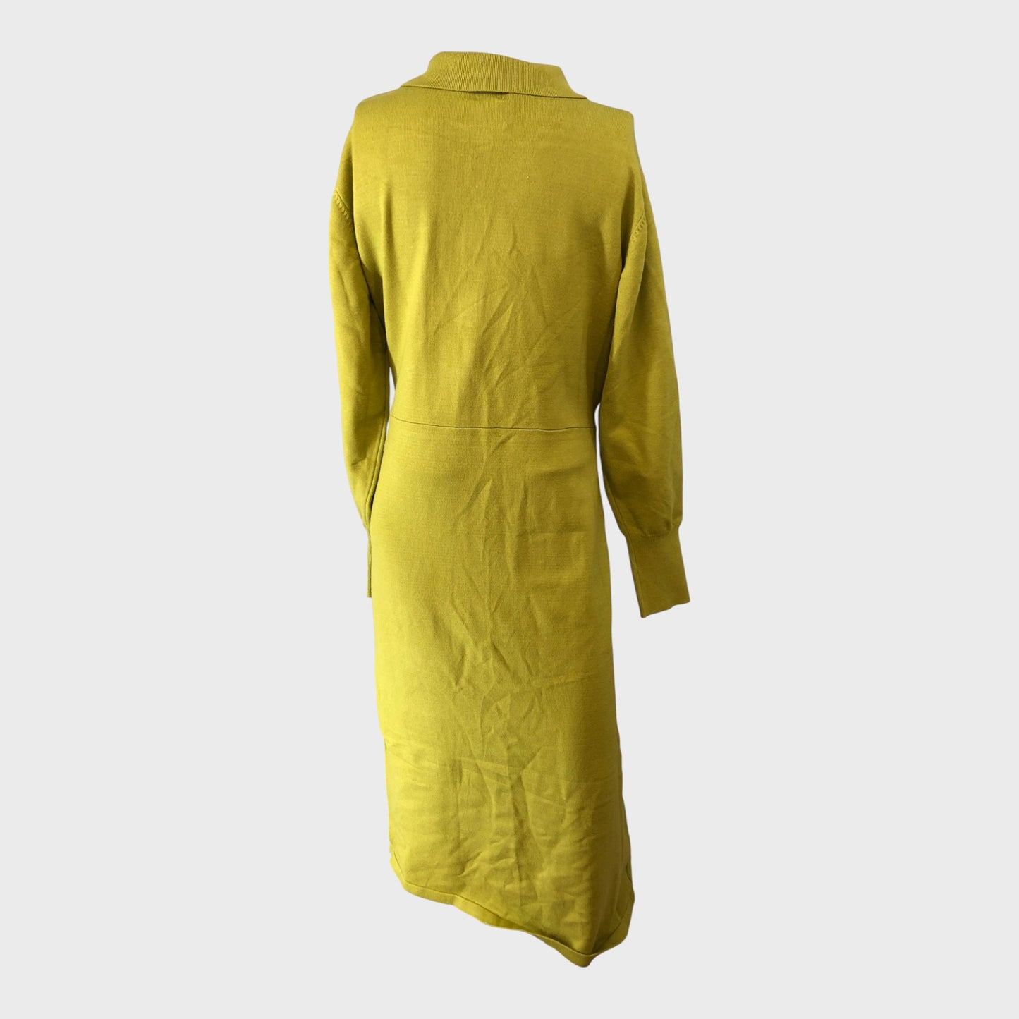 River Island Green Button Down Dress Women's Belted Midi Long Sleeve