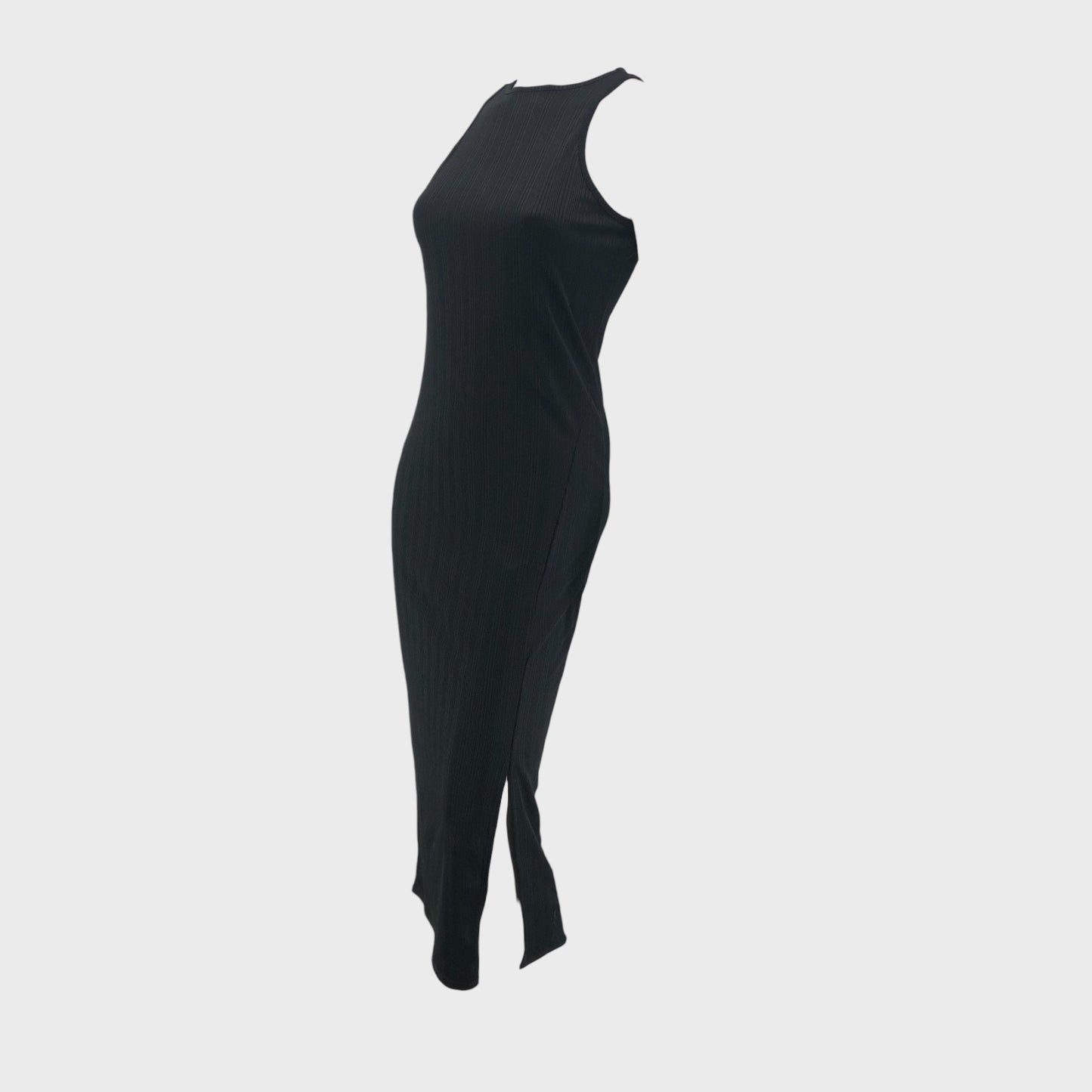 Black Racer Neck Bodycon Midi Dress