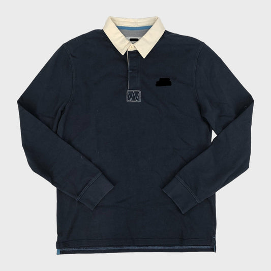 Navy Branded Long Sleeve Rugby Shirt