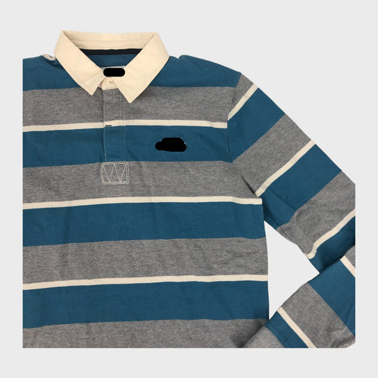Blue Branded Striped Rugby Shirt