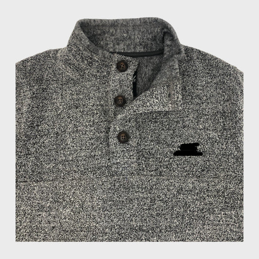 Grey Marl Branded Button Neck Fleece