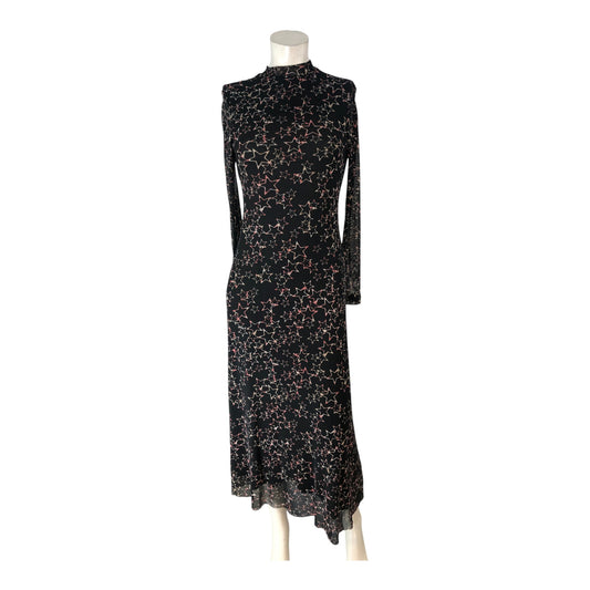 STAR PATTERN Women's Long Dress Black Mesh High Neck Maxi