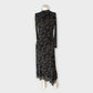 STAR PATTERN Women's Long Dress Black Mesh High Neck Maxi