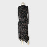 STAR PATTERN Women's Long Dress Black Mesh High Neck Maxi