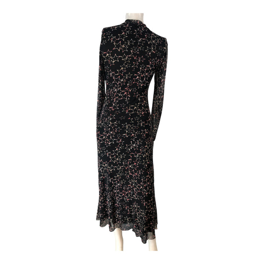 STAR PATTERN Women's Long Dress Black Mesh High Neck Maxi