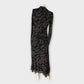 STAR PATTERN Women's Long Dress Black Mesh High Neck Maxi