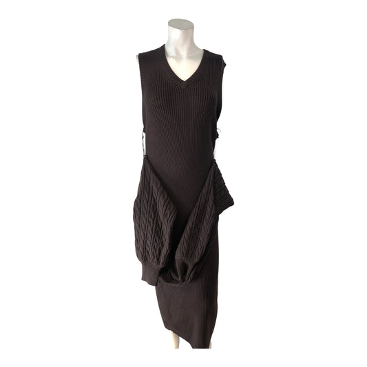 RIVER ISLAND Women's Ribbed Knit Midi Brown Dress Pullover Sleeveless