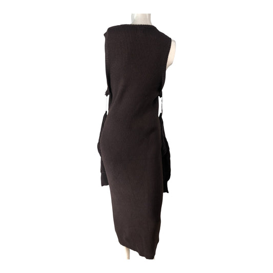 RIVER ISLAND Women's Ribbed Knit Midi Brown Dress Pullover Sleeveless
