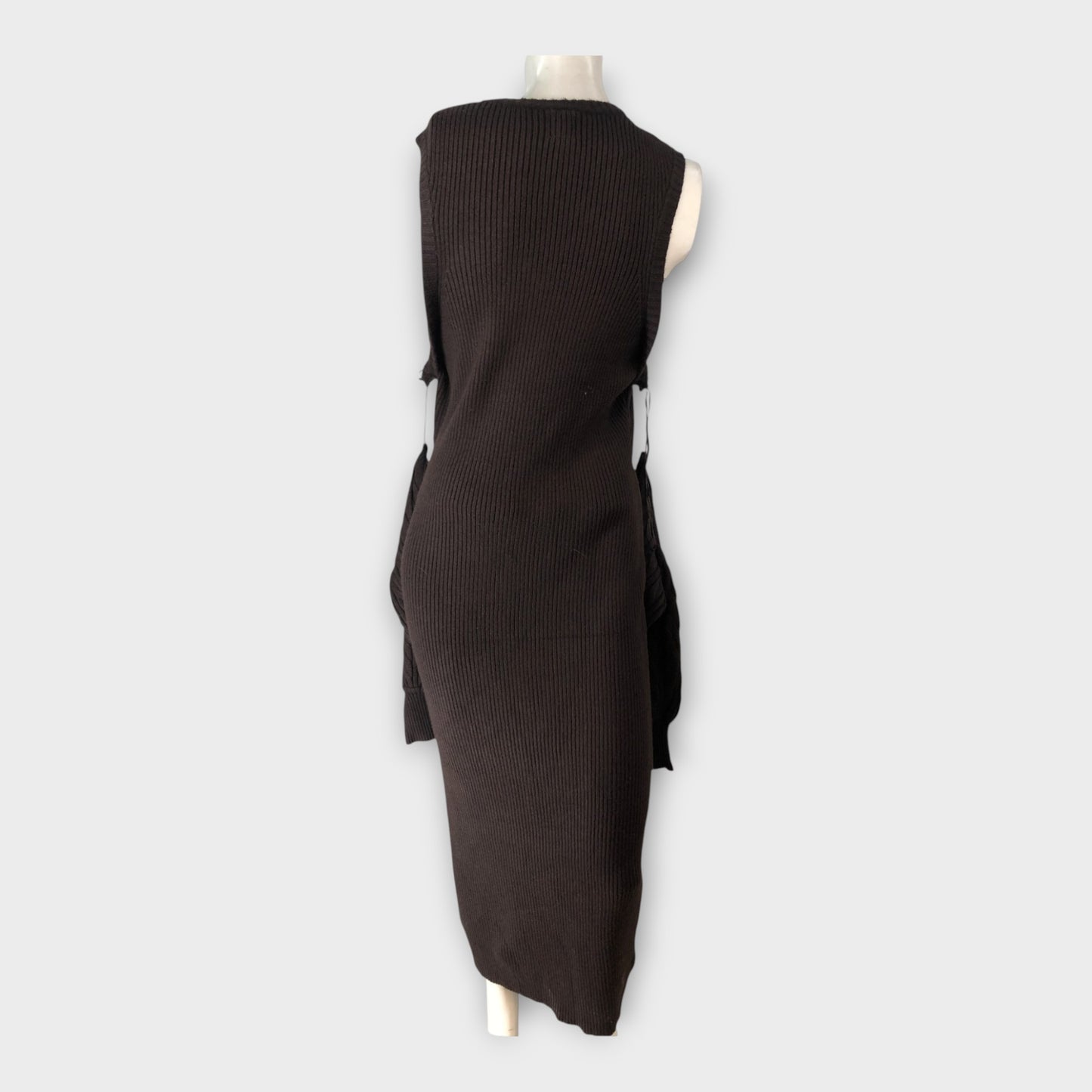 RIVER ISLAND Women's Ribbed Knit Midi Brown Dress Pullover Sleeveless