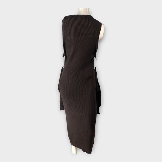 RIVER ISLAND Women's Ribbed Knit Midi Brown Dress Pullover Sleeveless