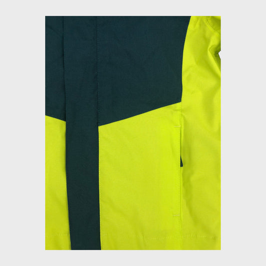 Green Colour Block Branded Waterproof Jacket