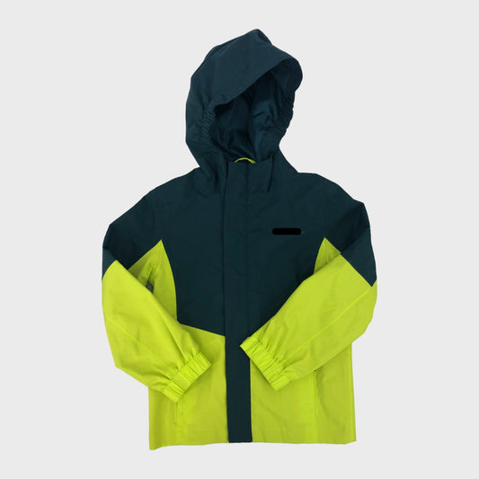 Green Colour Block Branded Waterproof Jacket