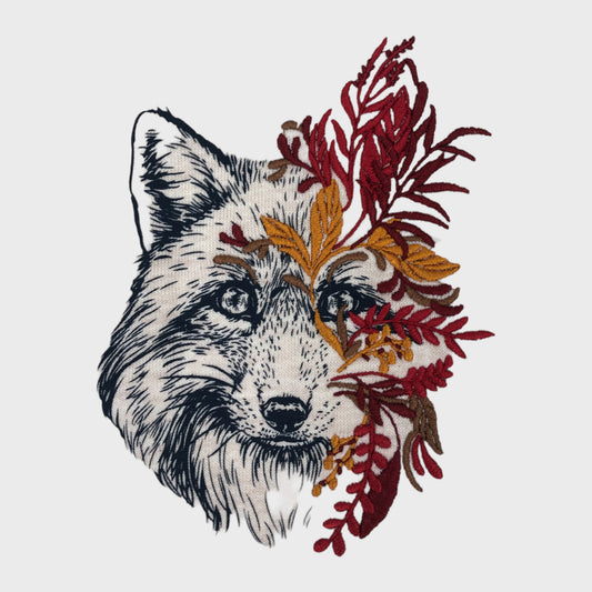 Beige Branded Embroidered Fox Hoodie