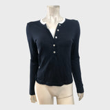 Branded Black Double-layered long-sleeved stretch-jersey top - UK8