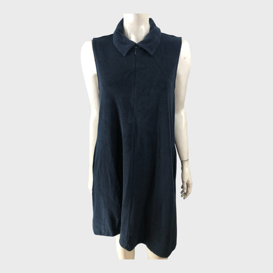 Branded Navy Towelling Sleeveless Swing Dress - UK14
