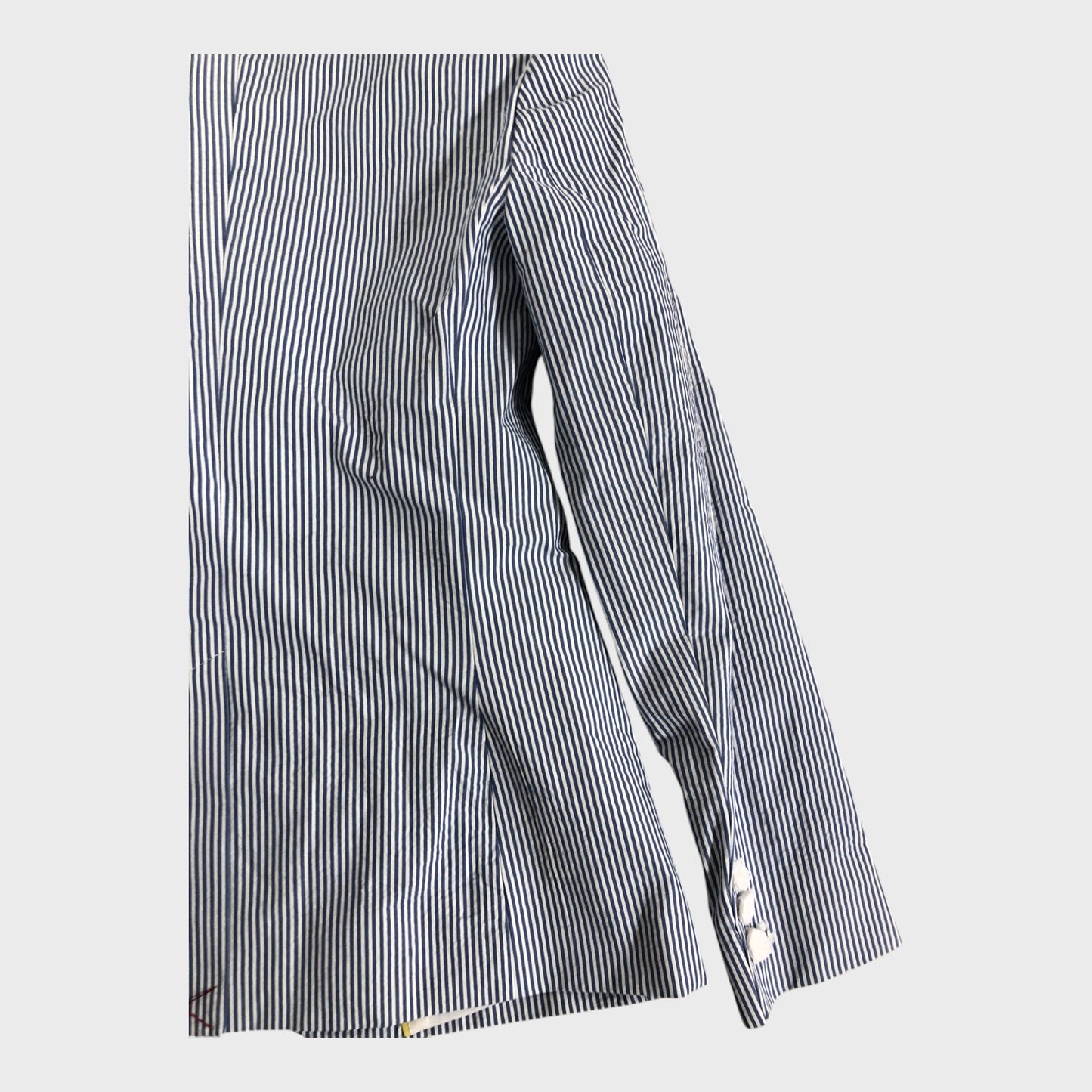 Branded Women's Striped Blazer Jacket Blue White Cotton Buttoned