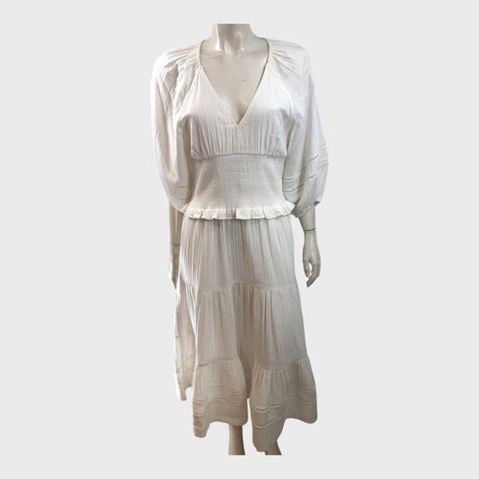 Branded White Cheesecloth Dress - UK8