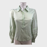 Branded Pistachio Fluid Scallop Detail Layering Shirt - UK8