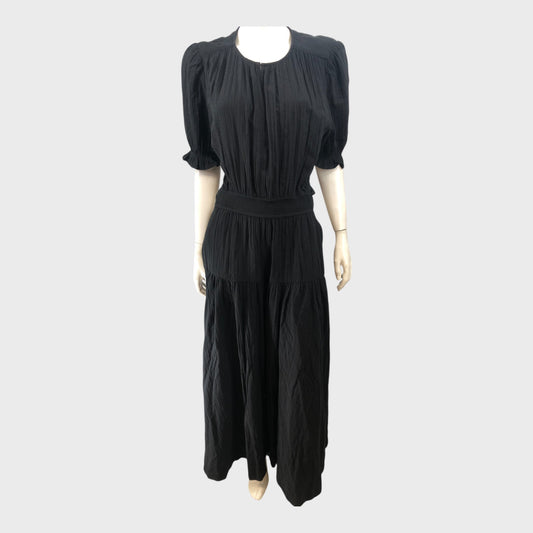 Branded Black Cheesecloth Cut Out Full Length Dress - UK16