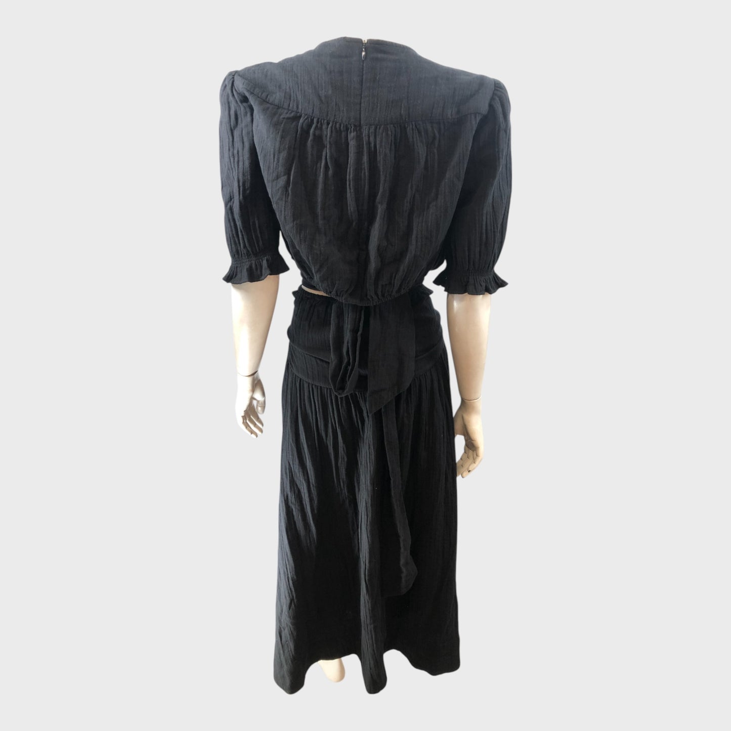 Branded Black Cheesecloth Cut Out Full Length Dress - UK16