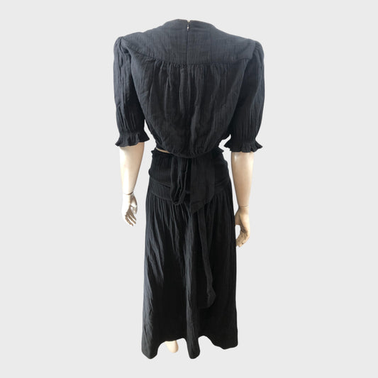 Branded Black Cheesecloth Cut Out Full Length Dress - UK16