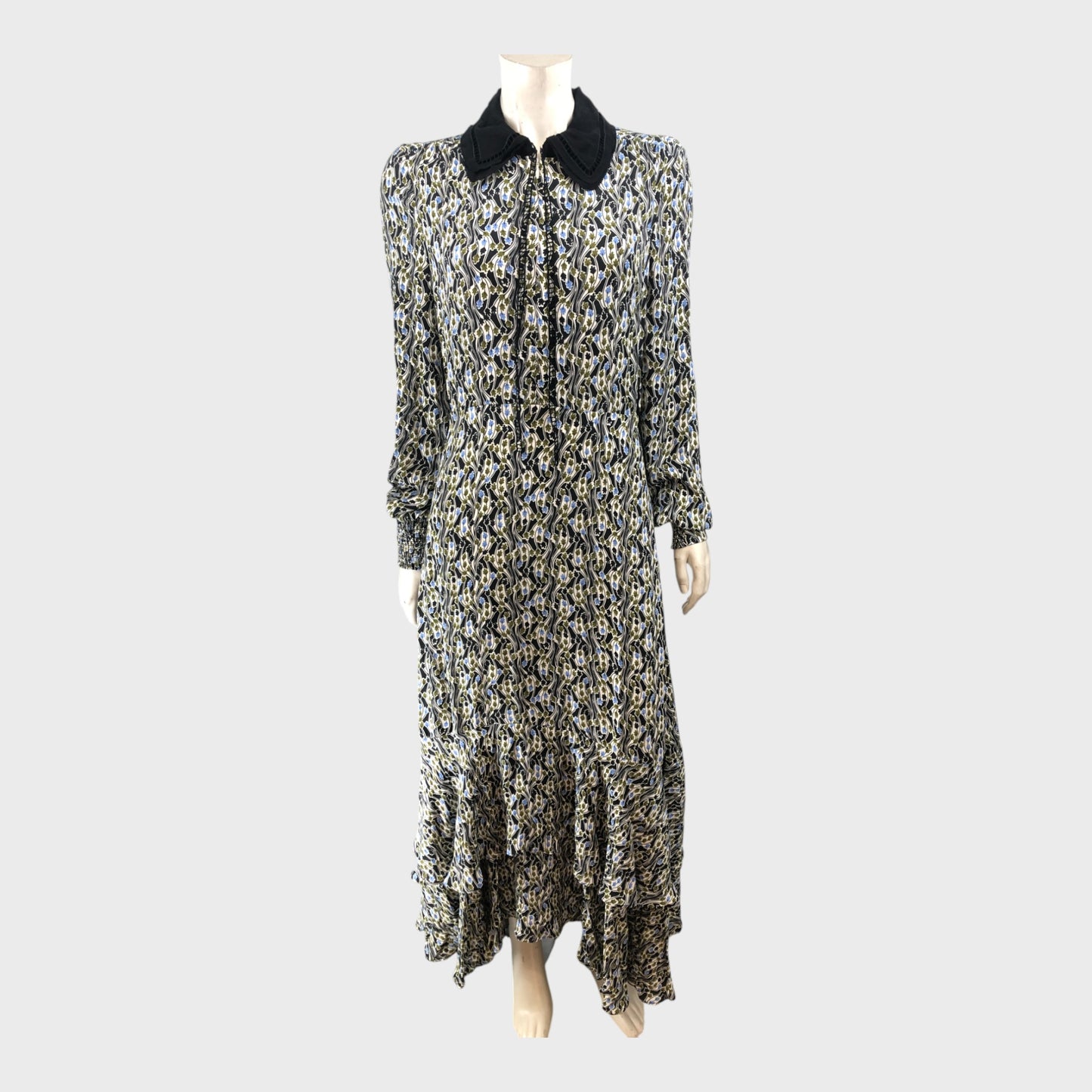 Branded Green Floral Long Sleeve Dress - UK8