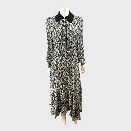 Branded Green Floral Long Sleeve Dress - UK8