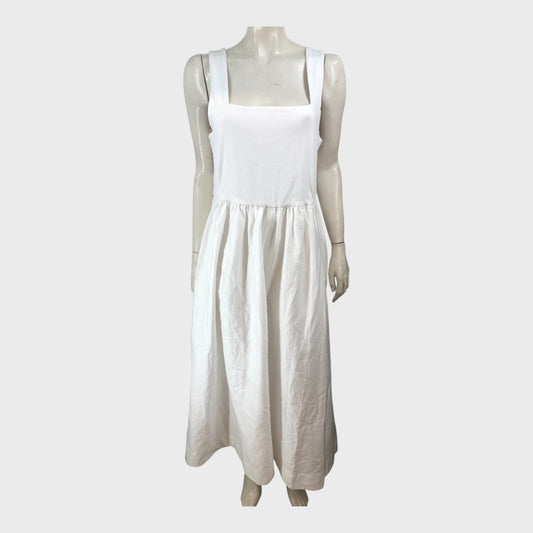 Branded White Square Neck Maxi Dress - UK16