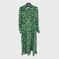 Branded Green Lantana Flower Print Drawstring Maxi Dress - UK8