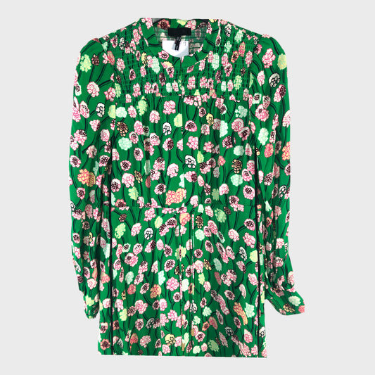 Branded Green Lantana Flower Print Drawstring Maxi Dress - UK8
