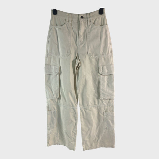 Branded  Cream Cargo Jeans - UK8