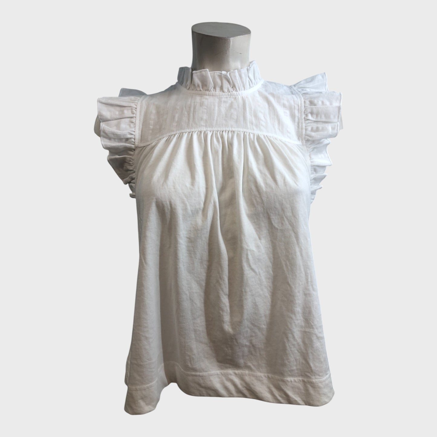 Branded White Frilled Vest Top - UK8