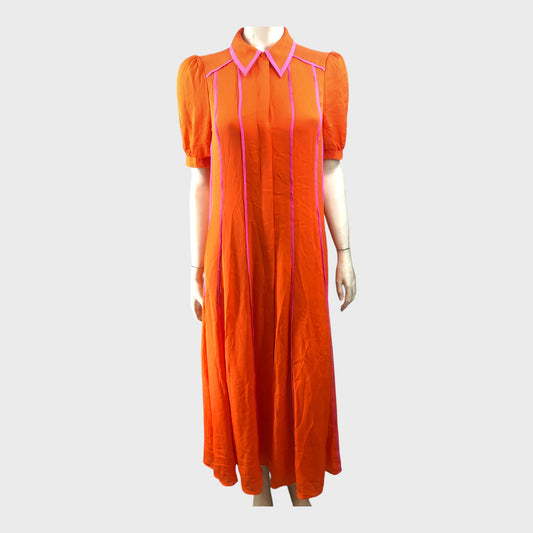 Branded Orange and Pink Trim Dress - UK8