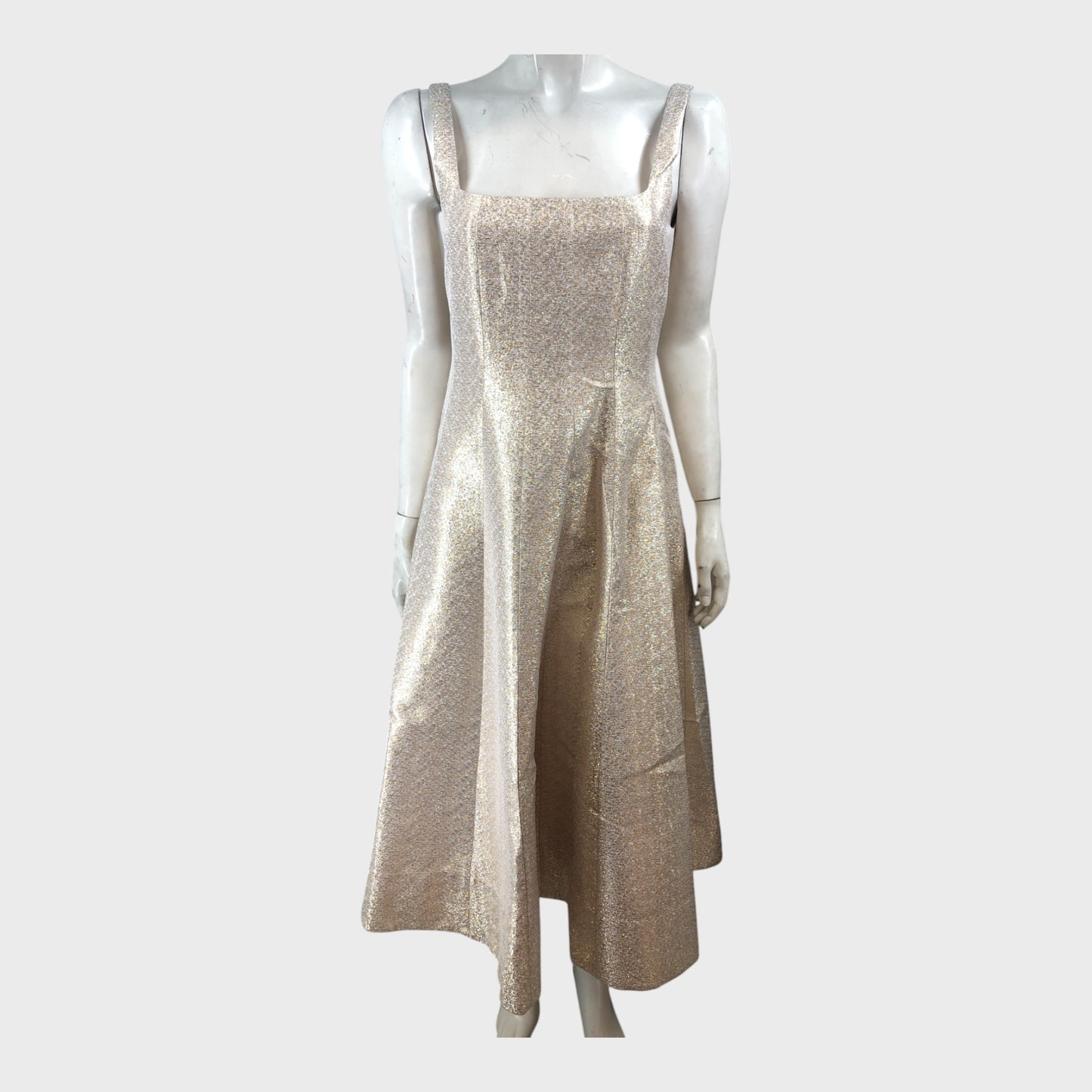 Branded Silver/Gold Metallic Stretch Midi Contour Dress